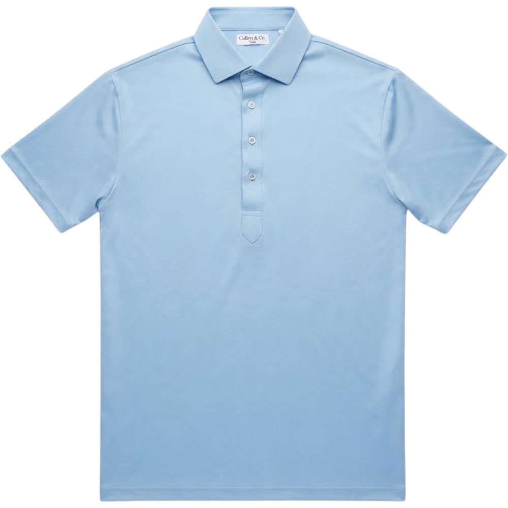 Collars & Co Mens Dress Collar Polo Shirt Light Blue Short Sleeve Size Medium